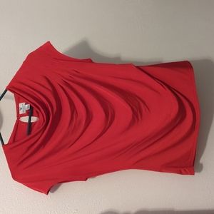 Worthington Stretch Sleeveless Blouse Red Cowl Medium